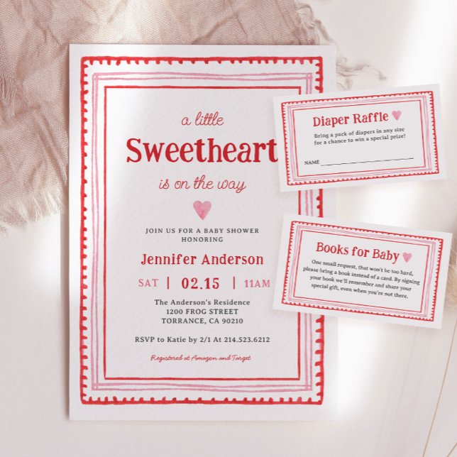 Little Sweetheart Is On The Way Valentine's Baby Invitation (Creator Uploaded)