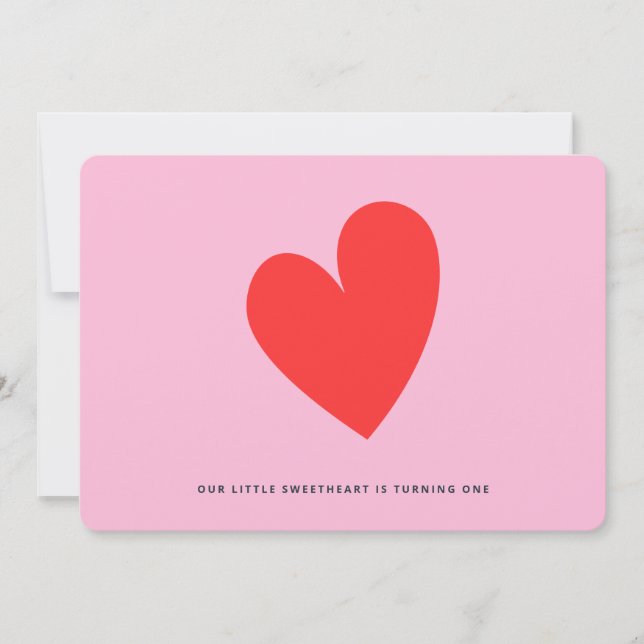 Little Sweetheart Minimalist Girl 1st Birthday Invitation (Front)