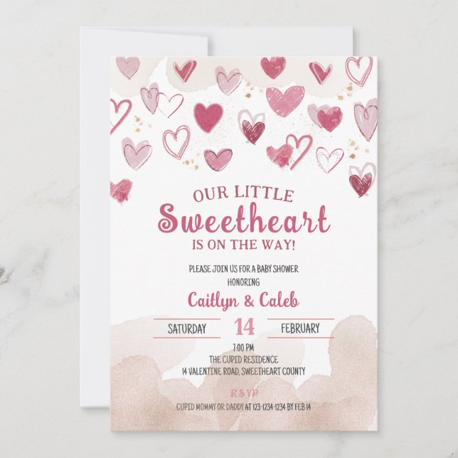 Little Sweetheart on the Way, Baby Shower, Cupid Invitation (Front)