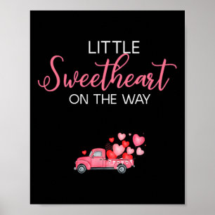 Little Sweetheart On The Way Pink Valentine Party Poster
