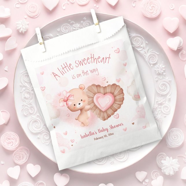 Little Sweetheart Pink Baby Shower Favour Bag (Little Sweetheart Pink Baby Shower Favor Bag)