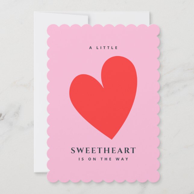 Little Sweetheart Pink Baby Shower Heart Invitation (Front)