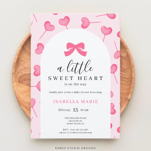 Little Sweetheart Pink Bow Baby Shower Invitation
