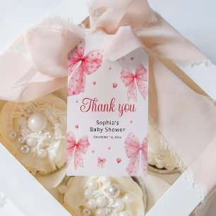 Little Sweetheart Pink Bow Baby Shower Thank You Gift Tags