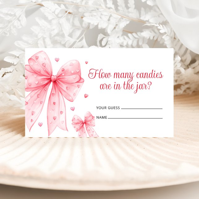 Little Sweetheart Pink Bow How Many Candies Enclosure Card (Creator Uploaded)
