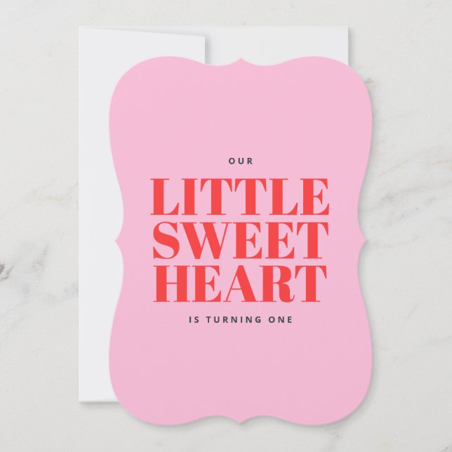 Little Sweetheart Pink Girl First Birthday Invitation (Front)