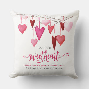 Little Sweetheart Pink Heart Baby Nursery Cushion