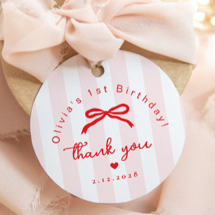 Little Sweetheart Pink Red Valentines 1st BIrthday Favour Tags