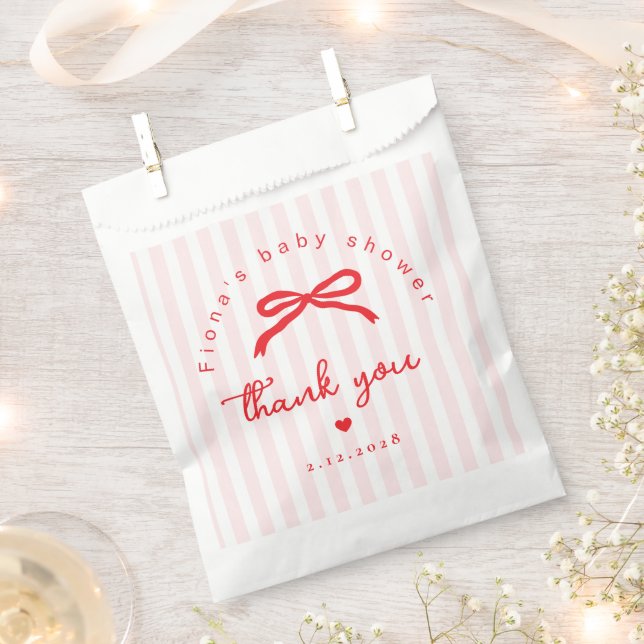 Little Sweetheart Pink Red Valentines Baby Shower Favour Bags (Clipped)