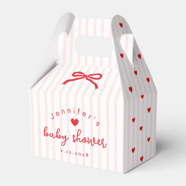 Little Sweetheart Pink Red Valentines Baby Shower Favour Box (Front Side)