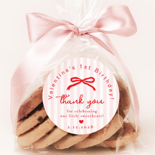 Little Sweetheart Pink Red Valentines birthday  Classic Round Sticker