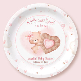 Little Sweetheart Pink Valentines Baby Shower Paper Plate
