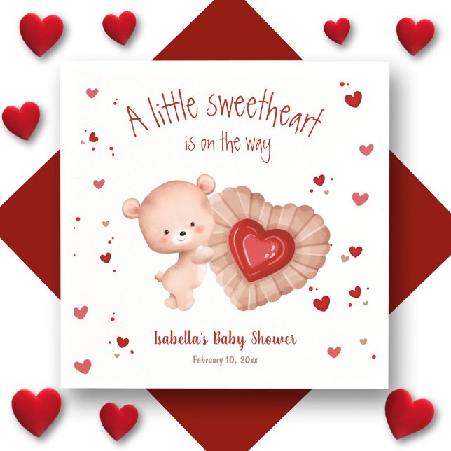Little Sweetheart Red Baby Shower Napkins  (Little Sweetheart Red Baby Shower Napkins)