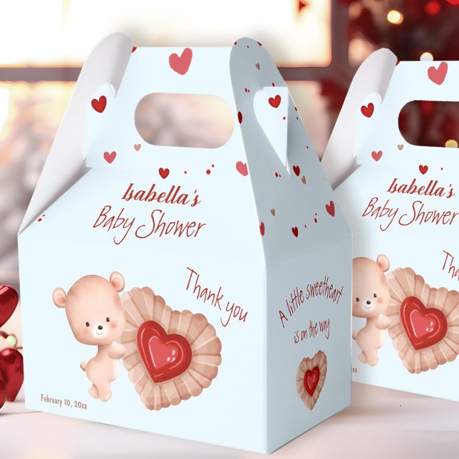 Little Sweetheart Red Blue Valentines Baby Shower Favour Box (Little Sweetheart Red Blue Valentines Baby Shower Favor Box)