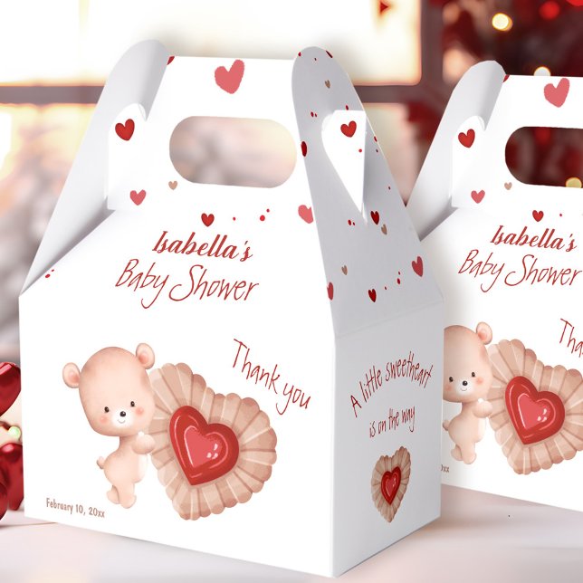 Little Sweetheart Red Valentines Baby Shower Favour Box (Little Sweetheart Red Valentines Baby Shower Favor Box)