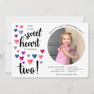 Little Sweetheart Second Birthday Invitation
