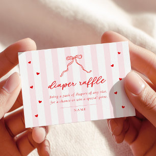 Little Sweetheart Stripes & Bow Diaper Raffle Card