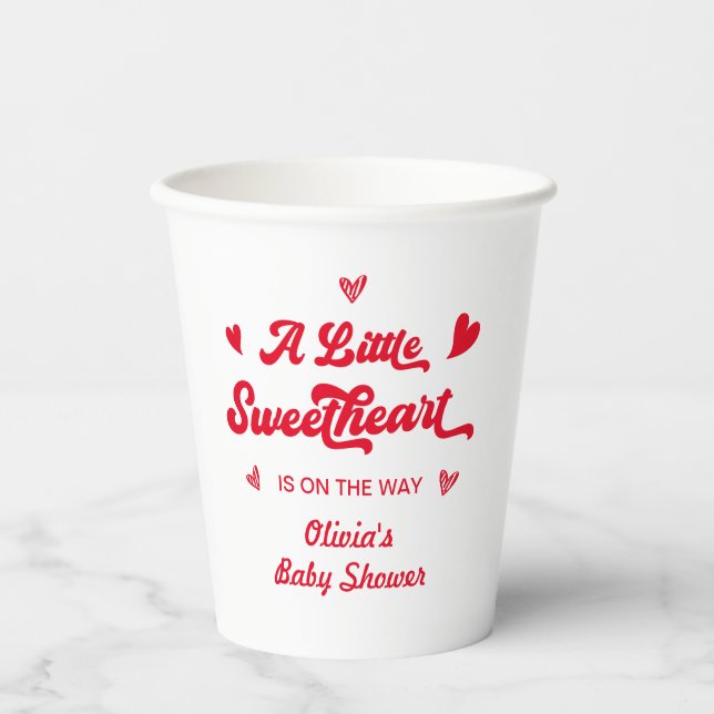 Little Sweetheart Valentine Baby Shower Neutral Paper Cups (Front)