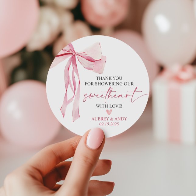 Little Sweetheart Valentine Baby Shower Thank You Classic Round Sticker (Creator Uploaded)