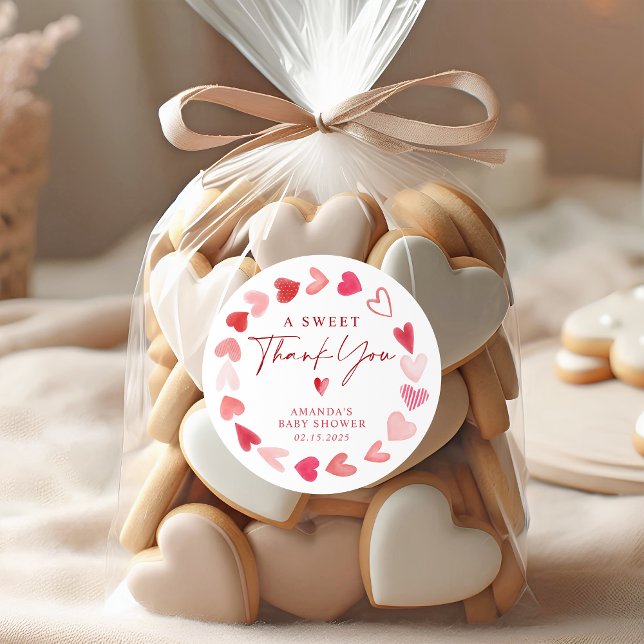 Little Sweetheart Valentine Baby Shower Thank You Classic Round Sticker (Creator Uploaded)