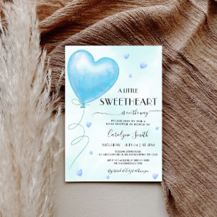 Little Sweetheart Valentine Blue Boy Baby Shower Invitation