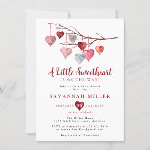 Little Sweetheart Valentine Hearts Baby Shower Invitation