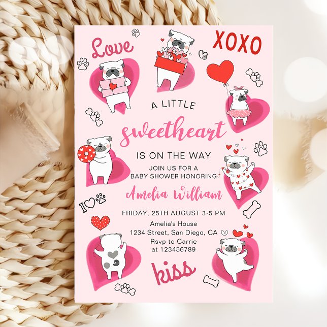 Little Sweetheart Valentine Puppy Baby Shower Invitation (Creator Uploaded)