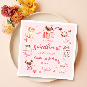 Little Sweetheart Valentine Puppy Birthday Napkin