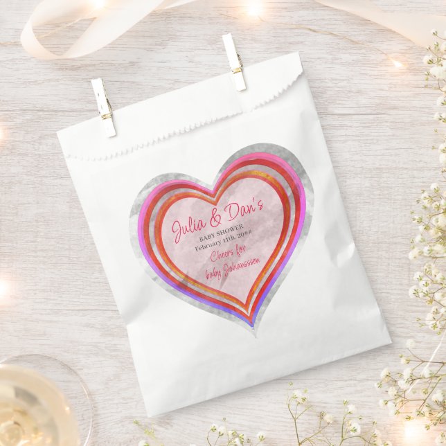 Little Sweetheart Valentine Watercolor Baby Shower Favour Bags (Clipped)