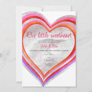 Little Sweetheart Valentine Watercolor Baby Shower Invitation