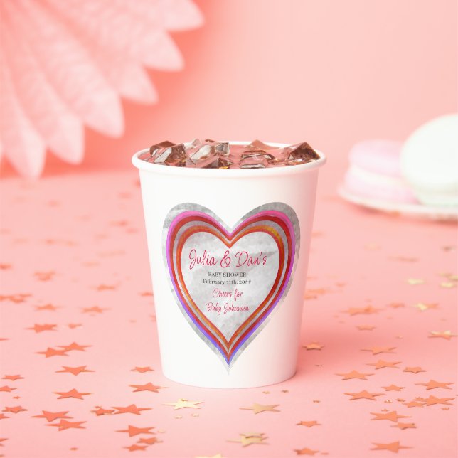 Little Sweetheart Valentine Watercolor Baby Shower Paper Cups (Insitu)