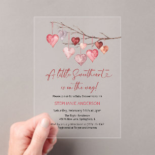 Little Sweetheart Valentines Baby Shower Acrylic Invitations