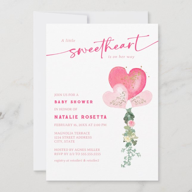 Little Sweetheart Valentines Baby Shower Invitation (Front)