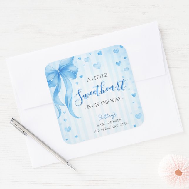 Little Sweetheart Valentines Baby Shower  Square Sticker (Envelope)