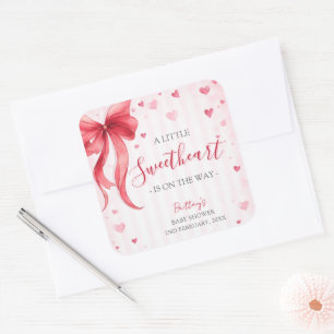 Little Sweetheart Valentines Baby Shower Square Sticker