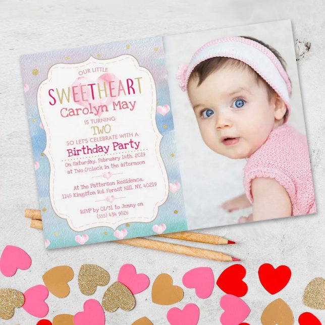 Little Sweetheart Valentine's Birthday Photo Invitation (Creator Uploaded)