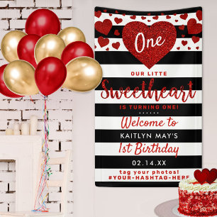 Little Sweetheart Valentine's Day Any Age Birthday Banner
