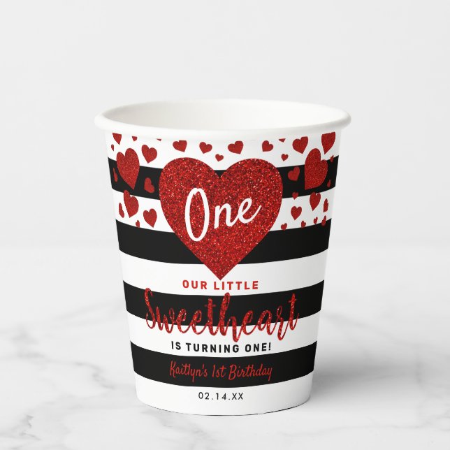Little Sweetheart Valentine's Day Any Age Birthday Paper Cups (Front)