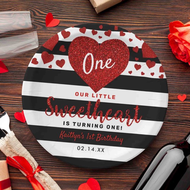 Little Sweetheart Valentine's Day Any Age Birthday Paper Plate (Creator Uploaded)