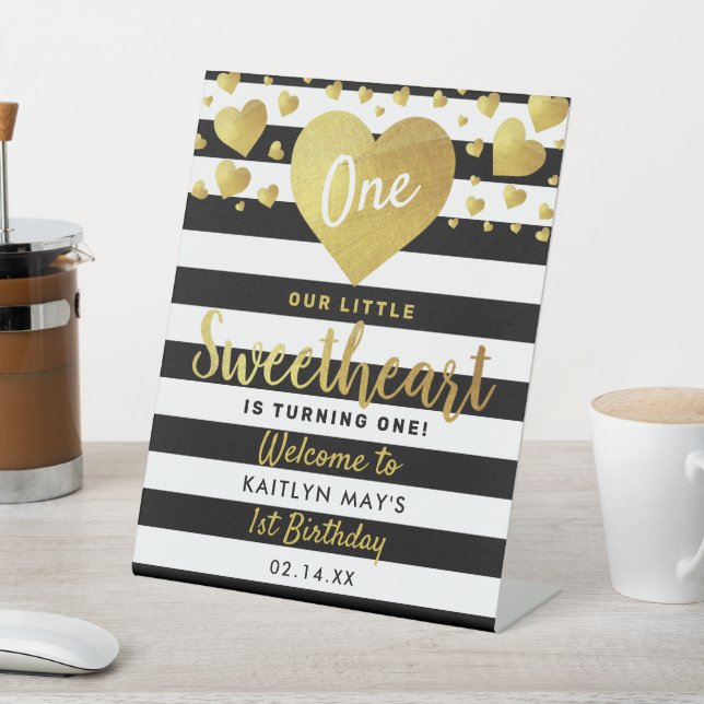 Little Sweetheart Valentine's Day Any Age Birthday Pedestal Sign (In SItu)