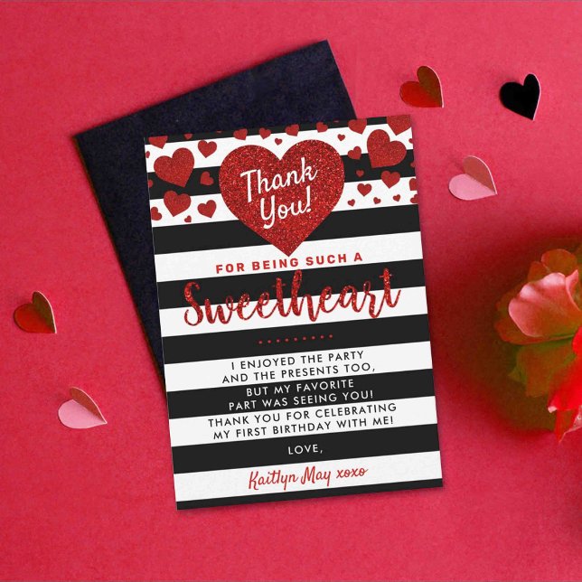Little Sweetheart Valentine's Day Any Age Birthday Thank You Card (Creator Uploaded)