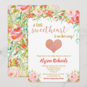 Little sweetheart Valentines Day baby shower Invitation