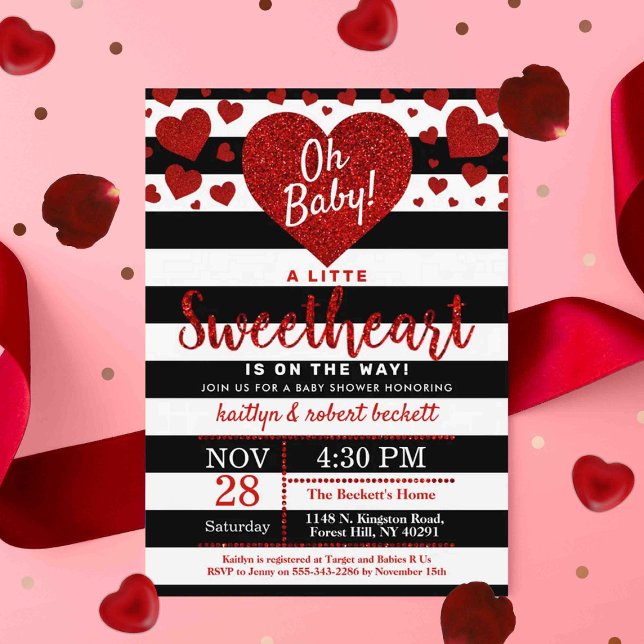 Little Sweetheart Valentine's Day Baby Shower Invitation (Creator Uploaded)