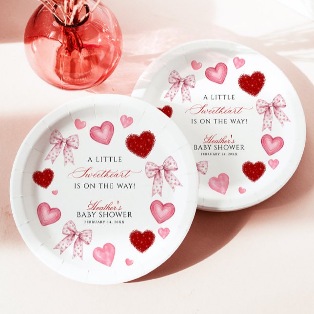 Little Sweetheart Valentines Day Baby Shower Paper Plate (Creator Uploaded)