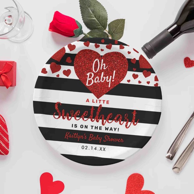 Little Sweetheart Valentine's Day Baby Shower Paper Plate (Creator Uploaded)