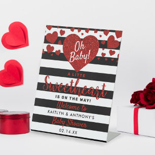 Little Sweetheart Valentine's Day Baby Shower Pedestal Sign