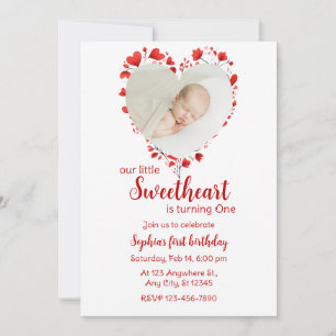 Little Sweetheart Valentines Day Birthday Invitation