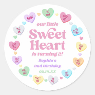 Little Sweetheart Valentine's Day Birthday Party Classic Round Sticker