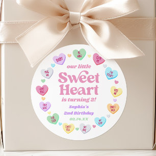 Little Sweetheart Valentine's Day Birthday Party Classic Round Sticker