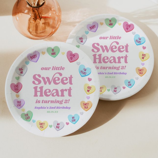 Little Sweetheart Valentine's Day Birthday Party Paper Plate (Creator Uploaded)